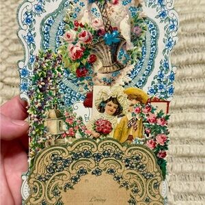 Early 1900’s Valentine Day Card Die Cut Mechanical Pop-Up 3D Germany Vintage